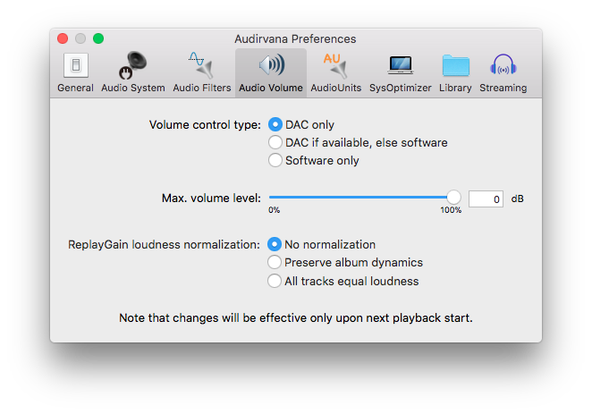 audirvana plus settings